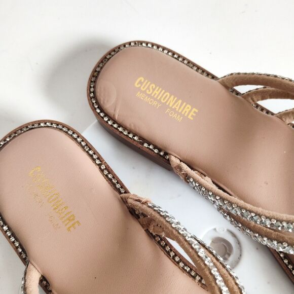 Cushionaire Sandals Size 10 Dressy Flats Comfort Slides Rhinestones Memory Foam - Picture 11 of 13